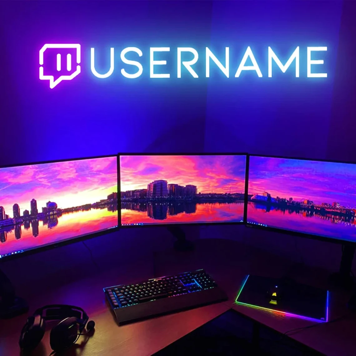 Custom Twitch Username Neon sign Custom Gamer Tag Neon Sign Bar Gamimg Room Art Wall Decor