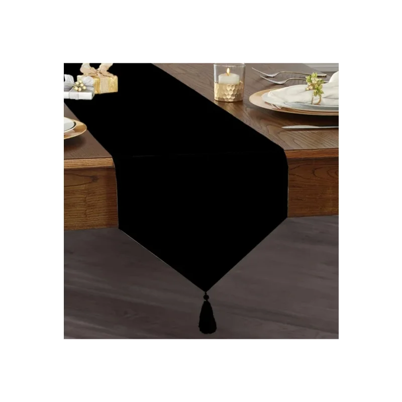 Sis. Home Design  Runner- Design Triangle Tassel Black