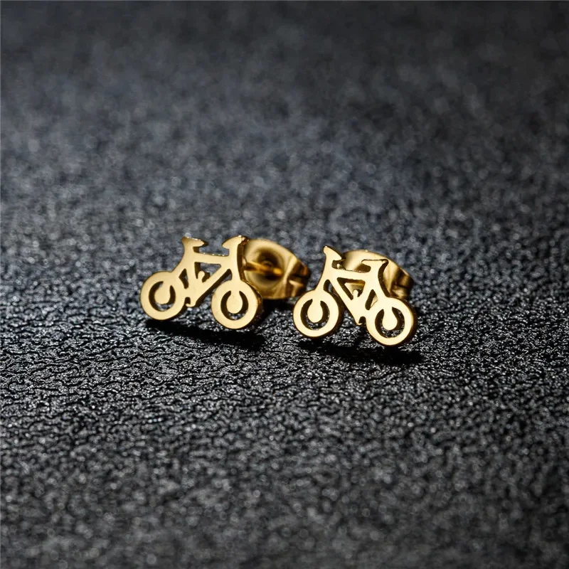 AliExpress oly2u Punk Tiny Bicycle Earrings for Men Women Stainless Steel Bike Jewelry Fashion Fitness Sports Stud Earrings Pendientes Mujer