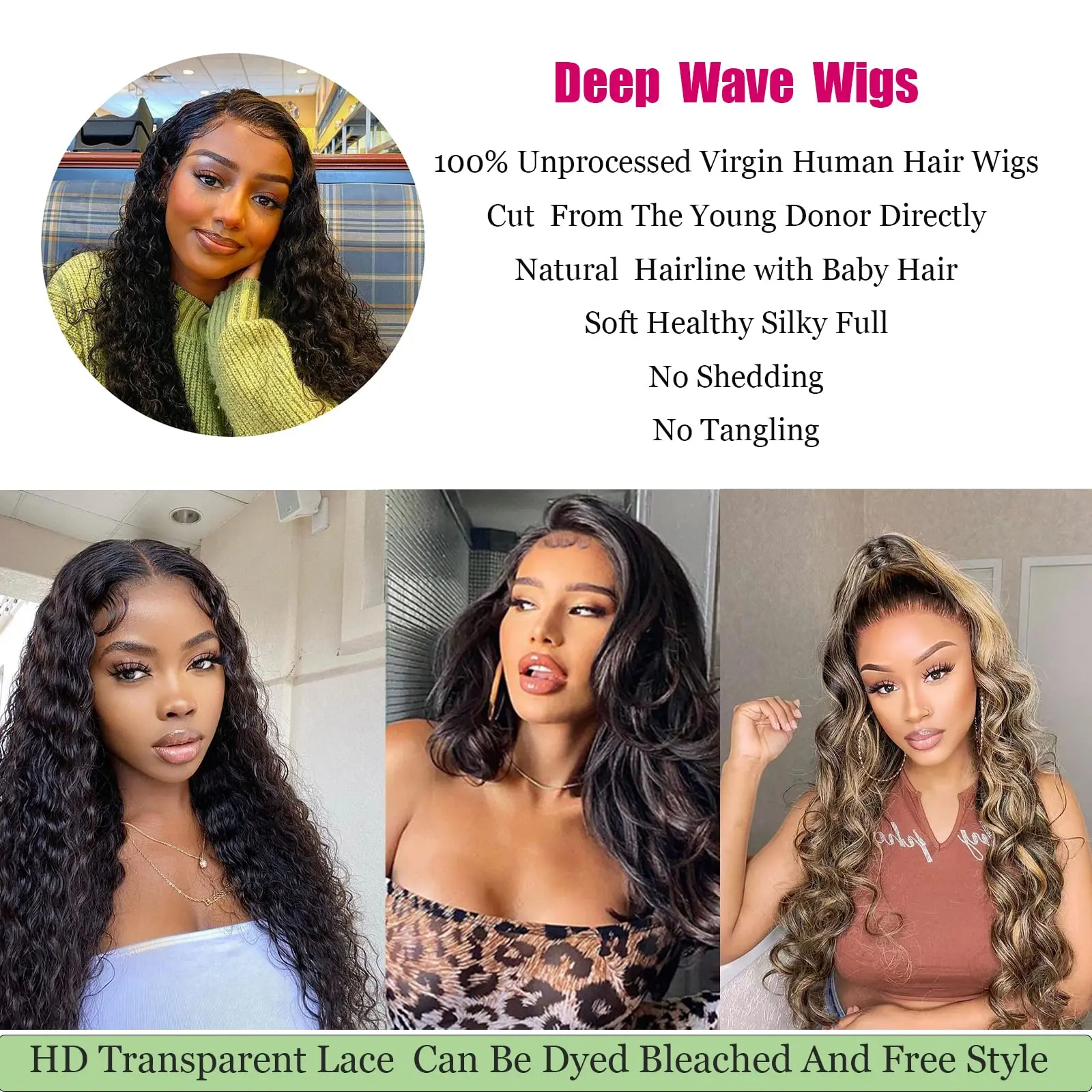 Deep Wave Curly Wet And Wave HD Lace Frontal Wigs Human Hair Transparent Wavy Pre Plucked Lace Frontal Wigs 4x4 13×4 13x6