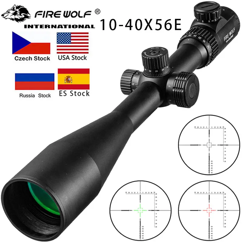 Tactical 10-40X56 E Air Rifle Optics Red Dot Green Sniper Scope Compact Riflescopes Hunting Scopes With 20mm/11mm Rail Mounts