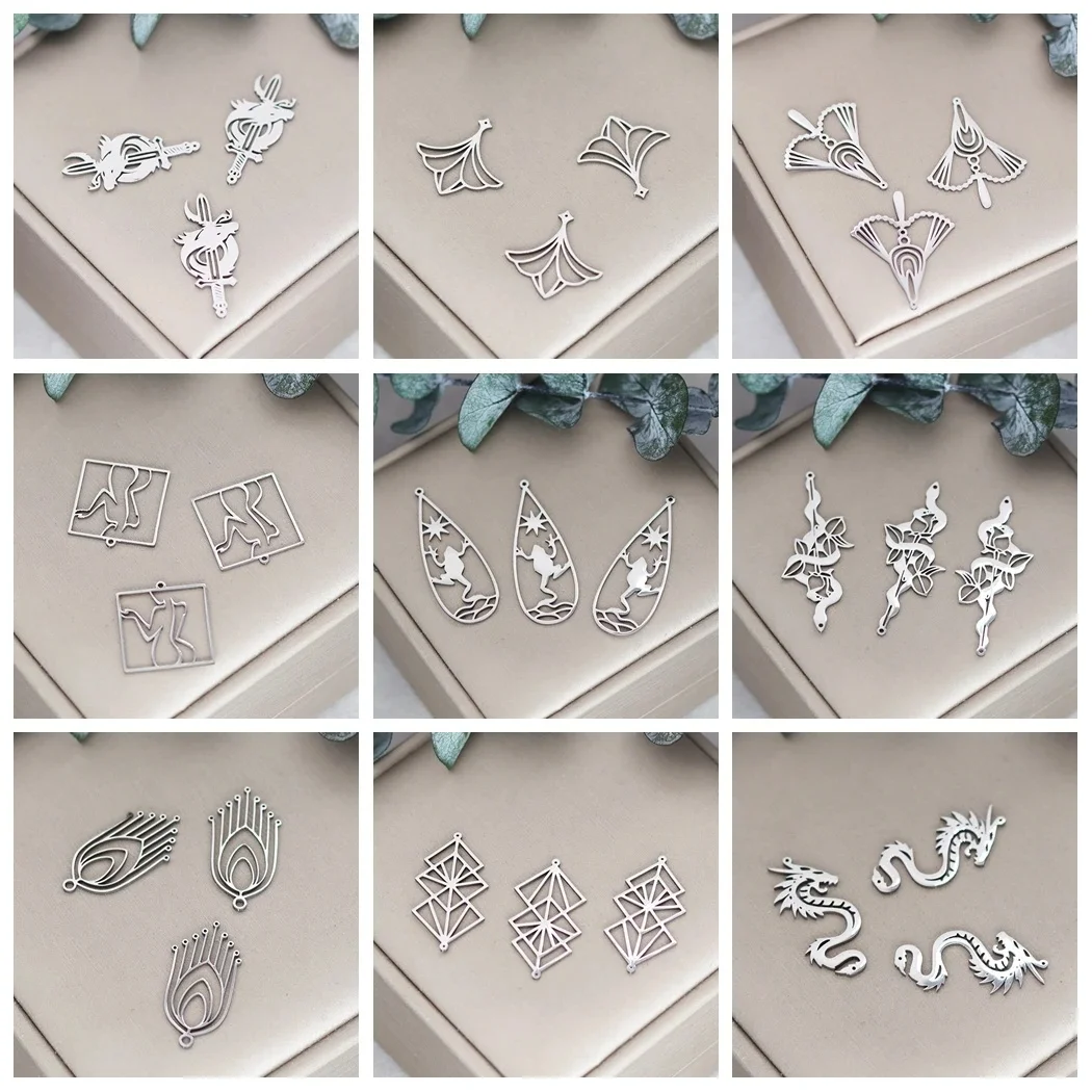 3szt Dragon Sword Charms Diy Kolczyki Naszyjnik Bransoletka Stal nierdzewna Wąż Żaba Liść klonu Pająk Charms Do tworzenia biżuterii — zdjęcie 2
