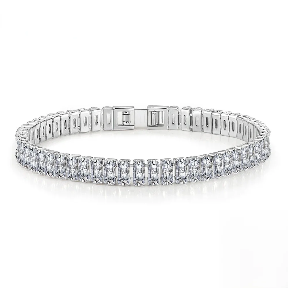 925 srebro bransoletka elegancki cyrkon kryształ biżuteria dla kobiet zaręczyny ślub Glamour biżuteria 18CM — zdjęcie 2