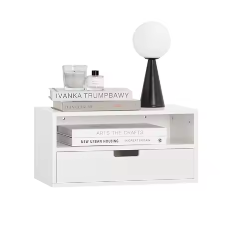 SoBuy NKD03-W bedside table hanging nightstand Floating bedside tray hanging night shelf mobile phone hover rack