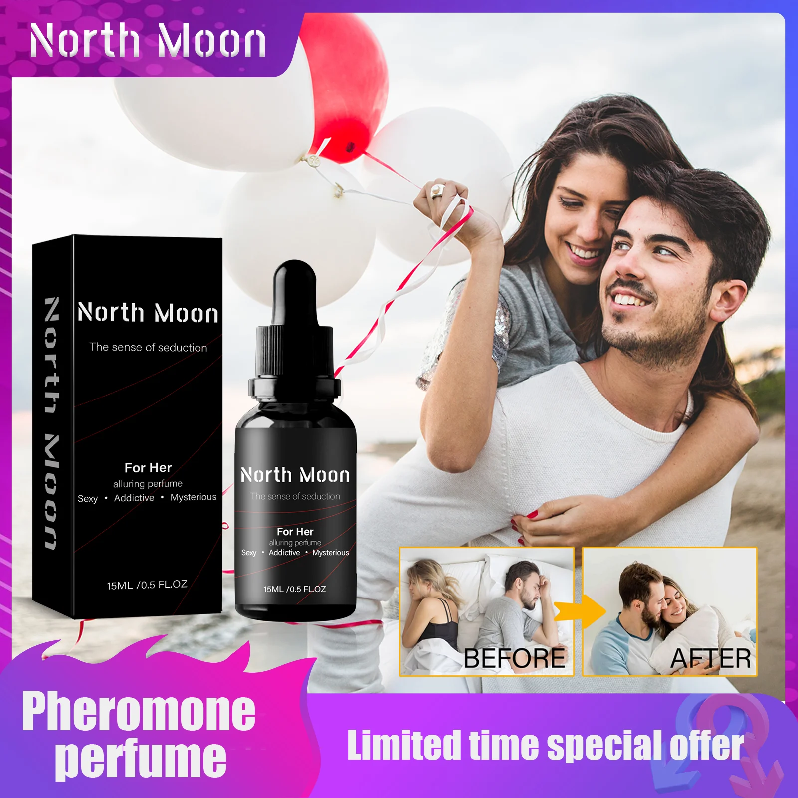 North Moon 15ml Pheromone Charm Perfume, Natural, Fresh and Lasting, Dating Atmosphere Perfume Perfume for Women