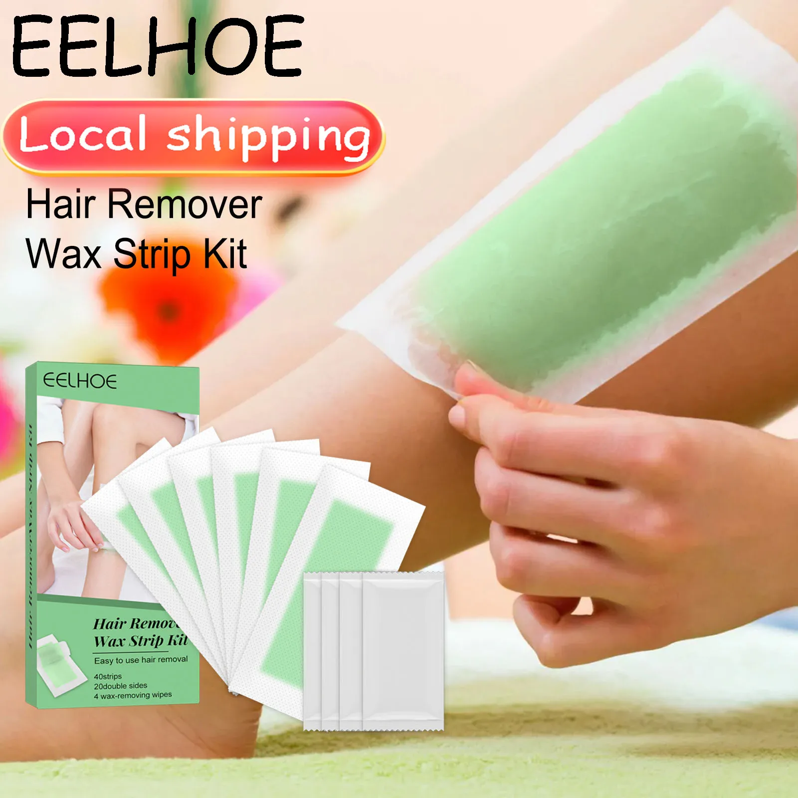 EELHOE Haarentfernungswachsstreifen, nicht reizend, Porenschrumpfung, Verbesserung der Glätte, Glättung der Haut, Peel Off, schnelle Haarentfernungsstreifen