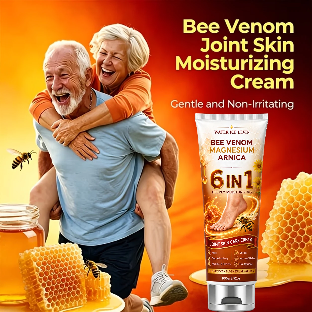 WATER ICE LEVIN Bee Venom Magnesium Arnica Cream 100g Deep Moisturizing Nourishing Protective Cream for Joint Skin Care