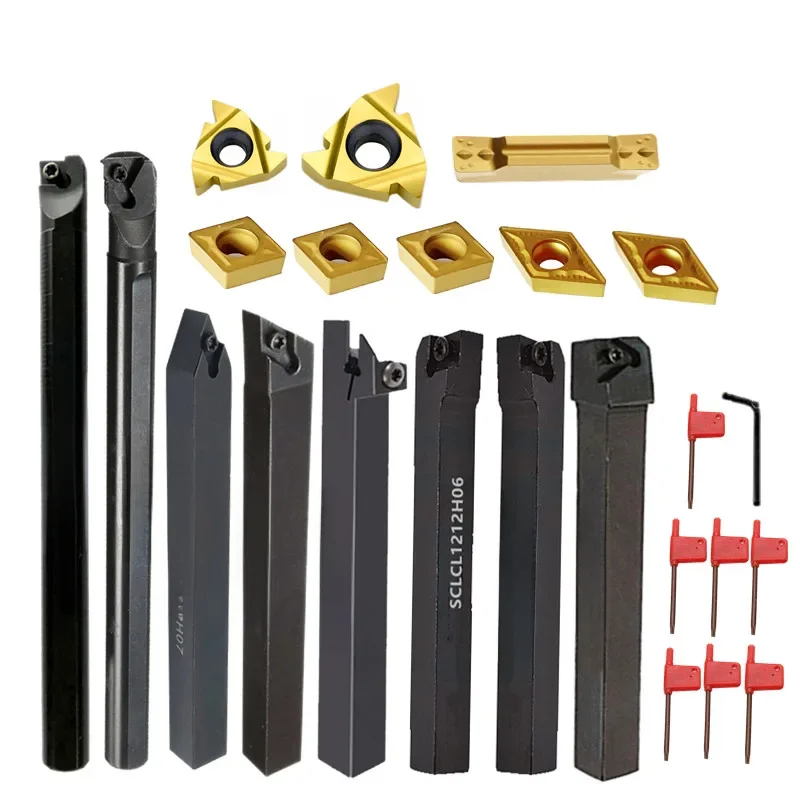 8 sets van 8 MM 10 MM 12 MM 16 MM CNC Draaibank Draaigereedschaphouder Kotterbaar met toepasselijke wisselplaten Sleutels Set voor Draaien Draadsnijden - afbeelding 2