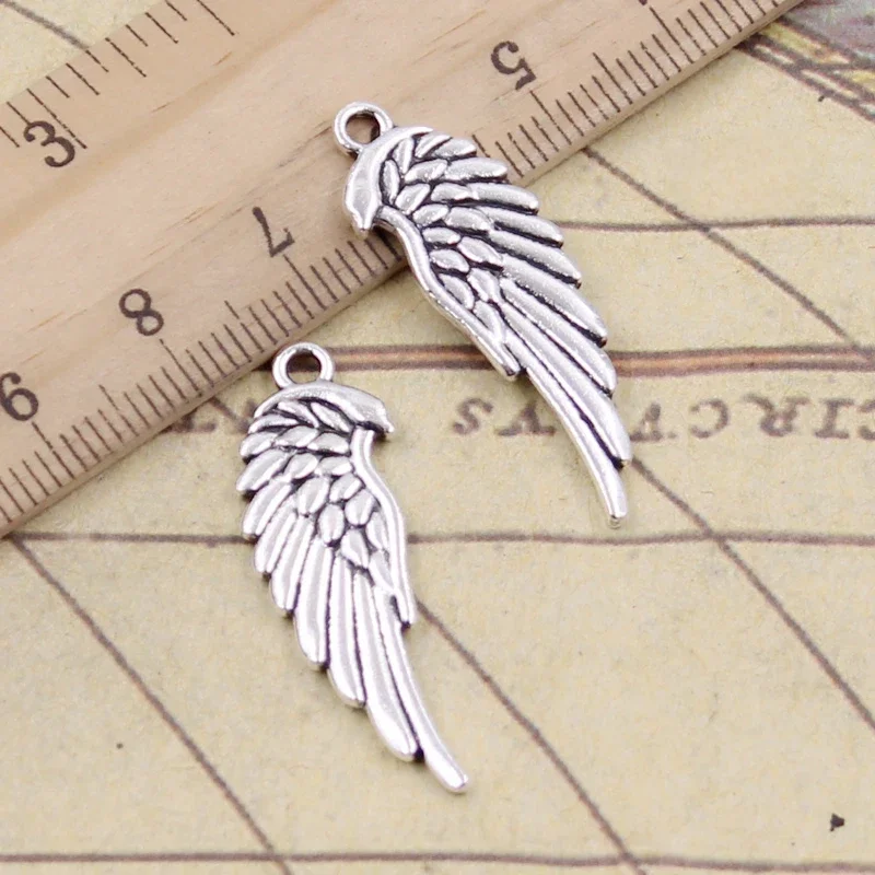 20 sztuk Charms dwustronne skrzydła anioła 33x12mm tybetański kolor srebrny wisiorki antyczne tworzenie biżuterii DIY Handmade Craft — zdjęcie 2