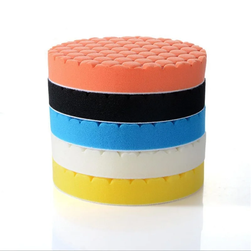 5 Pack 3/4/5/6/7 Inch Compound Buffing Polishing Pads Cutting Sponge Pads Kit for Car Polisher Self-Adhesive Sponge Waxing