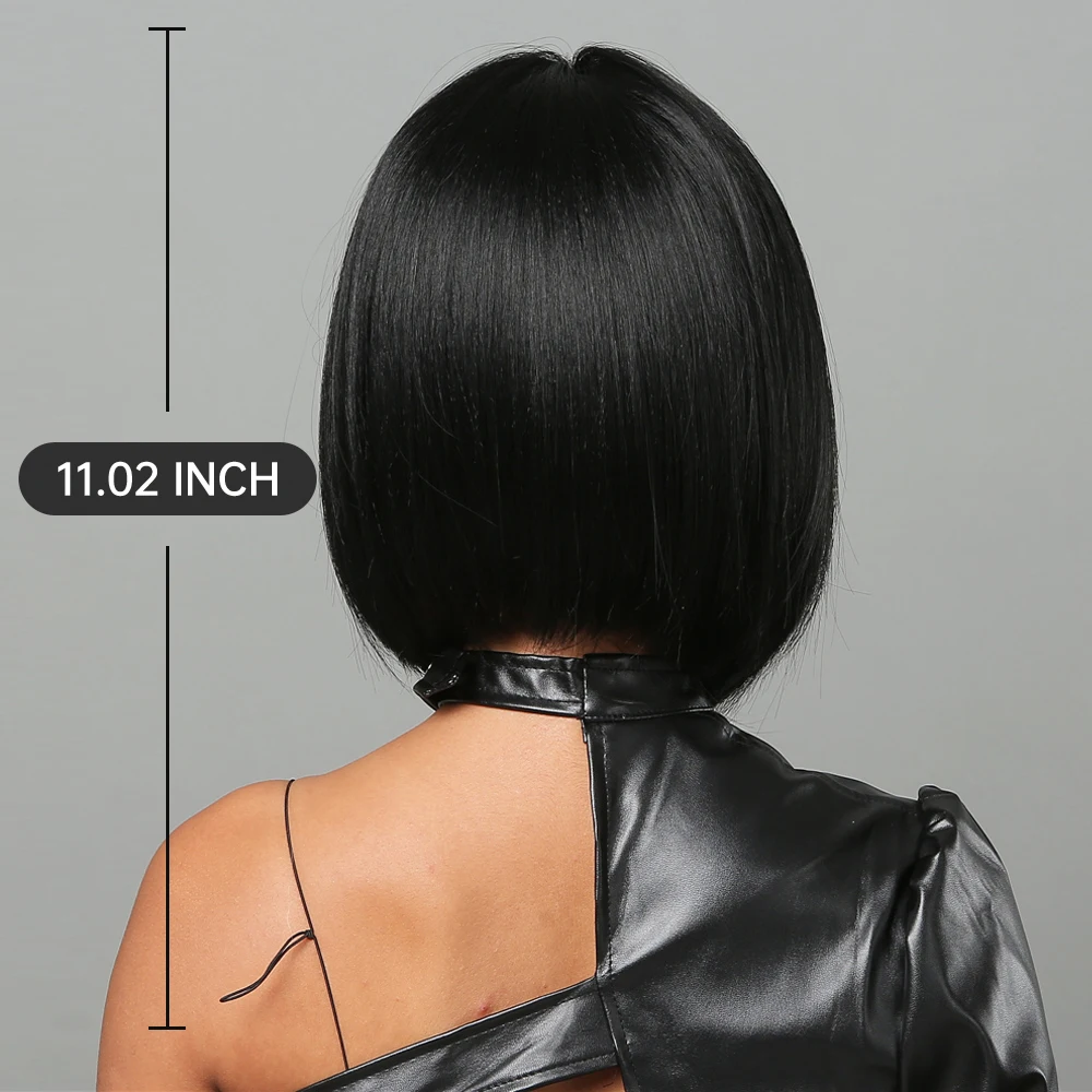 Short Black Bob Synthetic Wigs for Women Middle Part Straight Hair Heat Resistant Wigs African Female Natural Daily Party Use