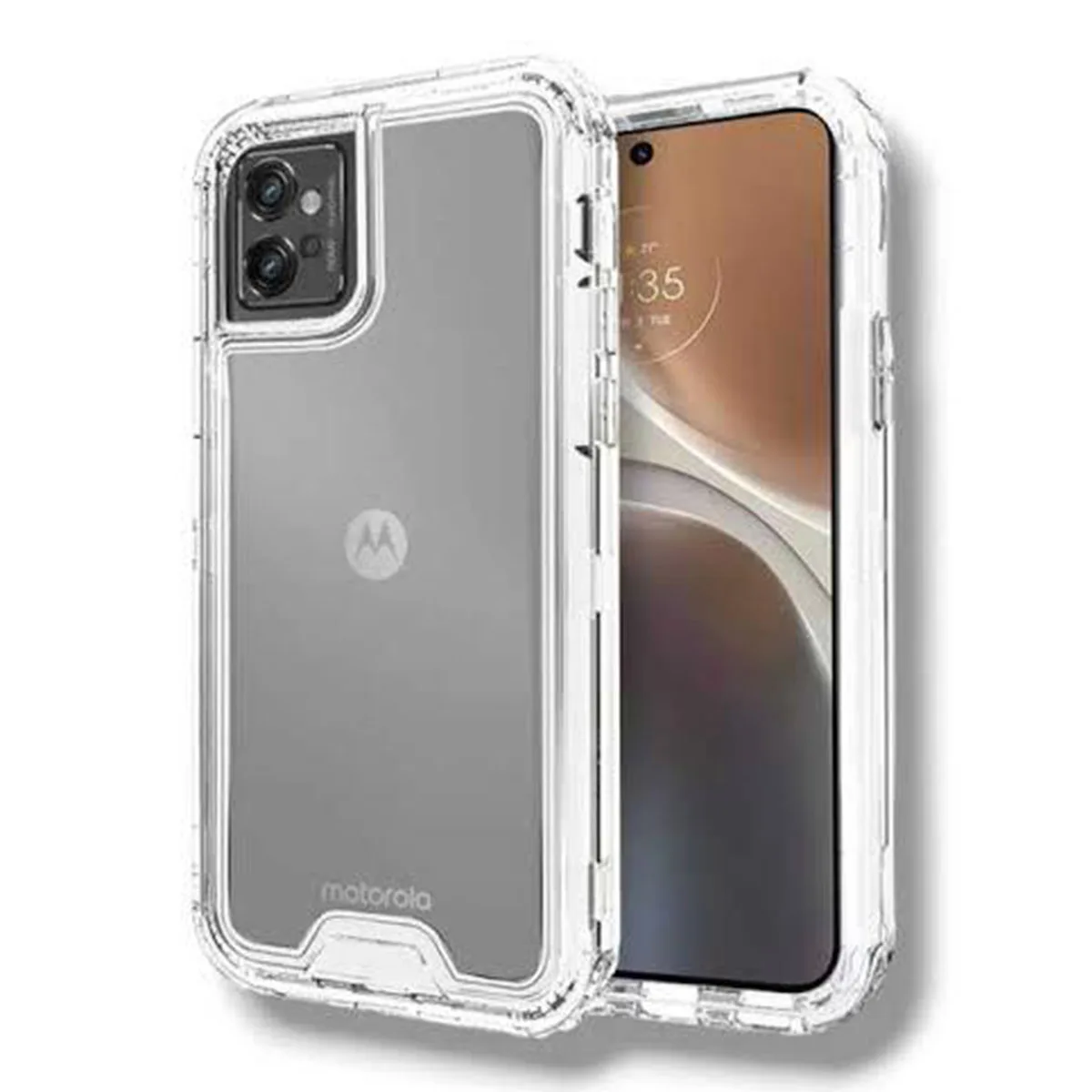Funda de Protección 360 Grados y Uso Rudo para Motorola, Transparente, Cubierta Duradera, Resistente a Golpes y Arañazos.
