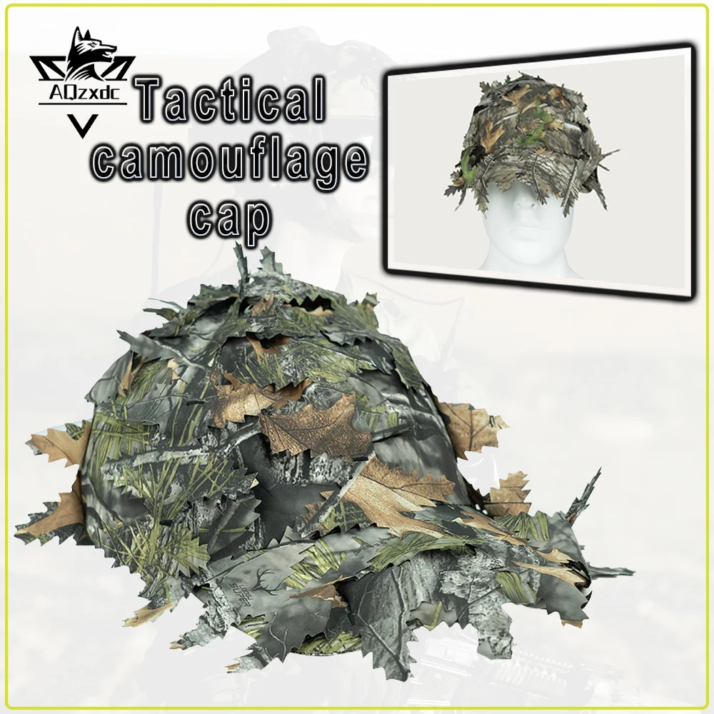 

Tactical Camouflage Hat 3D Leaf Sniper Hidden Jungle Hat Hunting Bionic Baseball Cap for Outdoor Bird Watching Field Photography