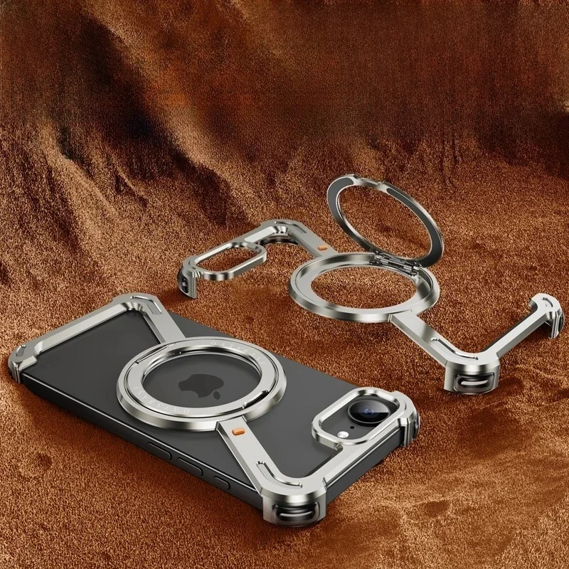 Etui na telefon Oatsbasf Magsafe do iPhone'a 16 15 Pro/Pro Max/16 E Metalowe bezramowe z 360 ° Obrotowa podstawka, odporna na wstrząsy osłona ochronna — zdjęcie produktu 7