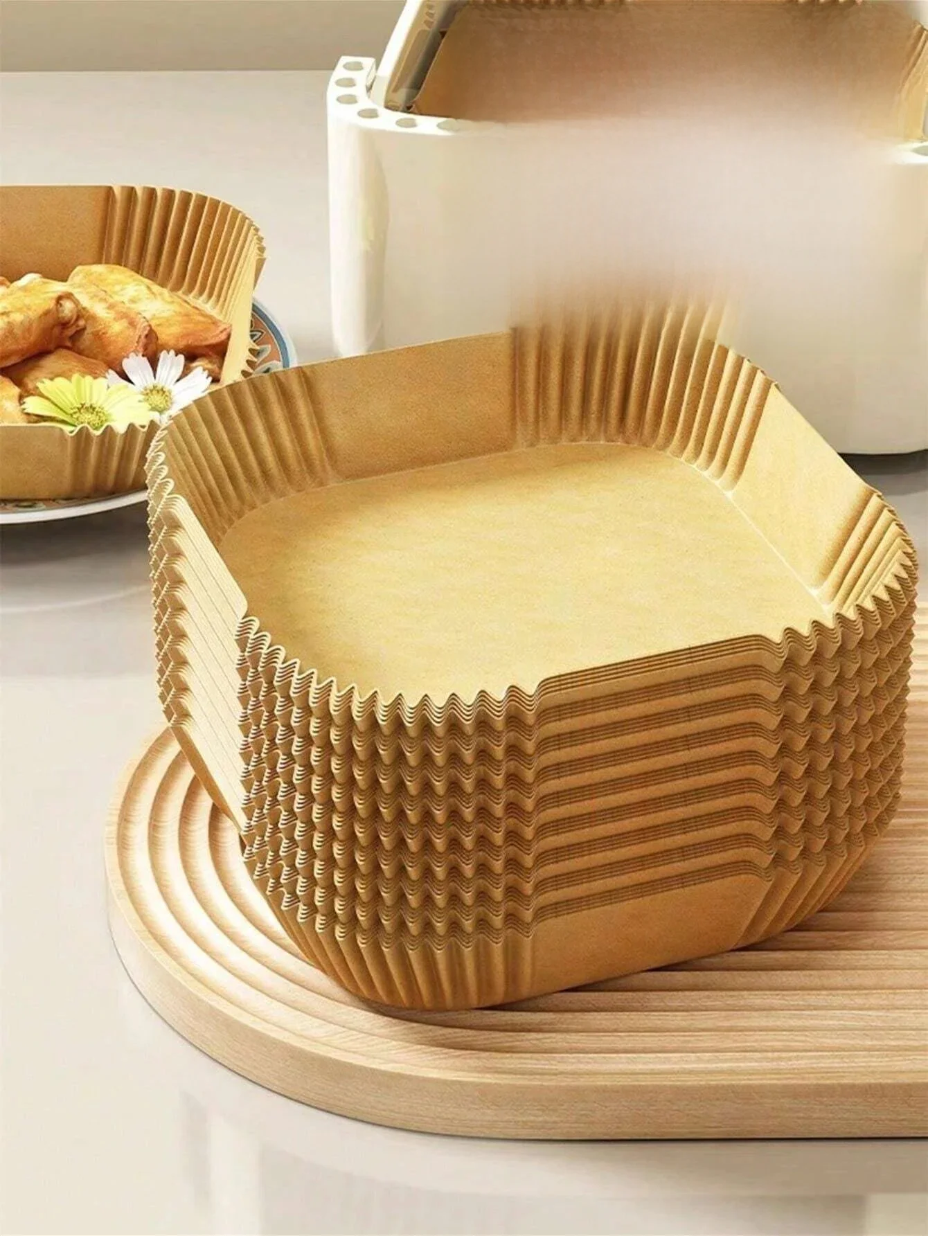 Papier antiadhésif jetable pour friteuse à Air, 10 à 200 pièces, tapis de cuisson pour friteuse à air, résistant à l'huile, pour micro-ondes, pour Barbecue, doublure en papier de cuisson