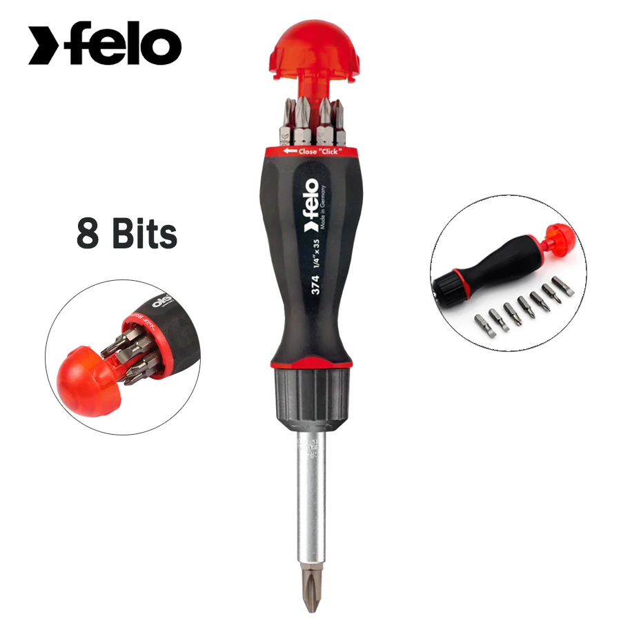 

Felo 8 in 1 Slim Line Precision Pop Up Screwdriver Set Multi Bit Screwdriver with SlimBits Magazine NO.37400405