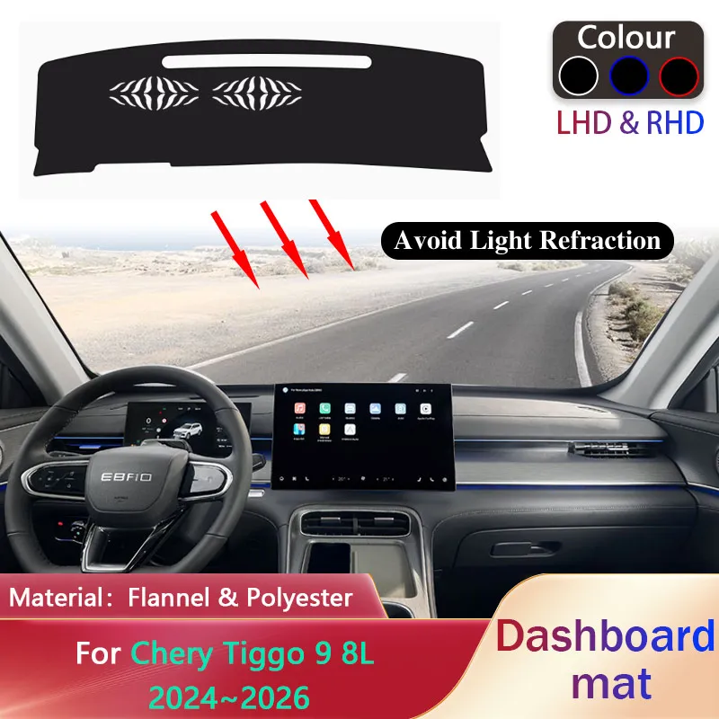 

Dashboard Cover Pad for Chery Tiggo 9 8L Ebro S800 2024~2026 Anti-dirty Liner Anti-Slip Mat Sunshade Dashmat Carpet Accessories