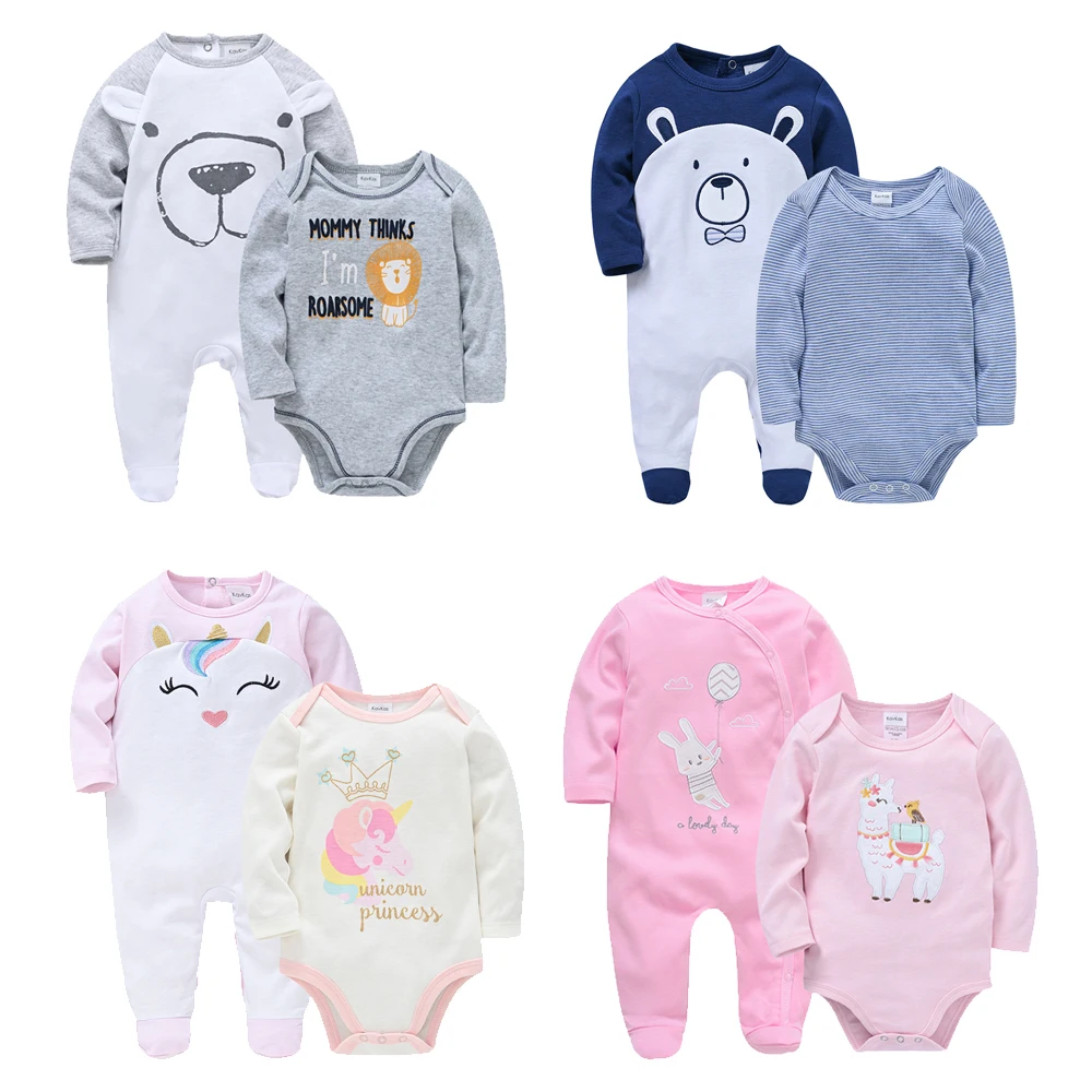 

2PCS Baby Clothes Set Boys Cotton Romper Babies Girls Jumpsuit Clothing Long Sleeve Playsuit Outfit For Newborn 0-12 Month