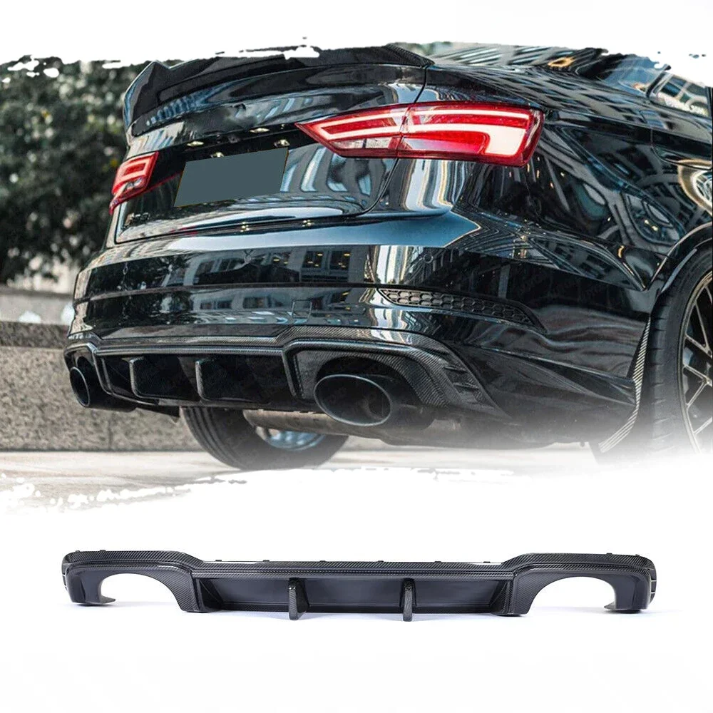 Carbon Fiber Car Rear Bumper Diffuser Lip Voor Audi RS3 2017-2019 Achterbumper Diffuser Lip Spiler - afbeelding 2