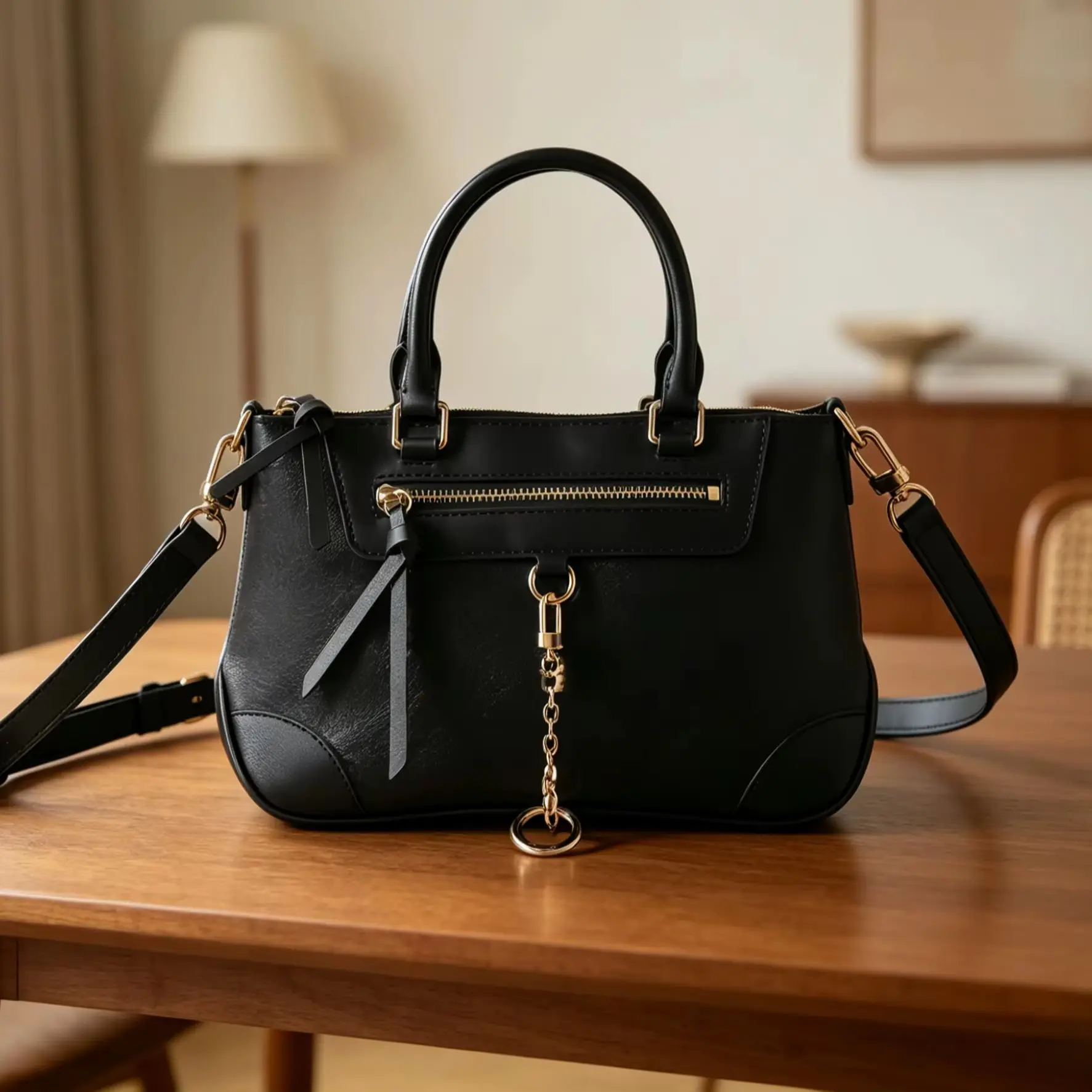 2026 New Unisex Black Tote Bag/Shoulder Bag/Crossbody Bag 22.8 x 17.5 x 10.5cm