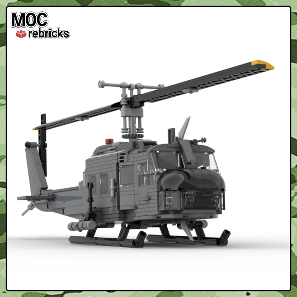 Military Series MOC Bricks UH-1H Iroquois Huey Multipurpose Helicopters Building Block Model DIY Puzzle Boy Toys Holiday Gifts