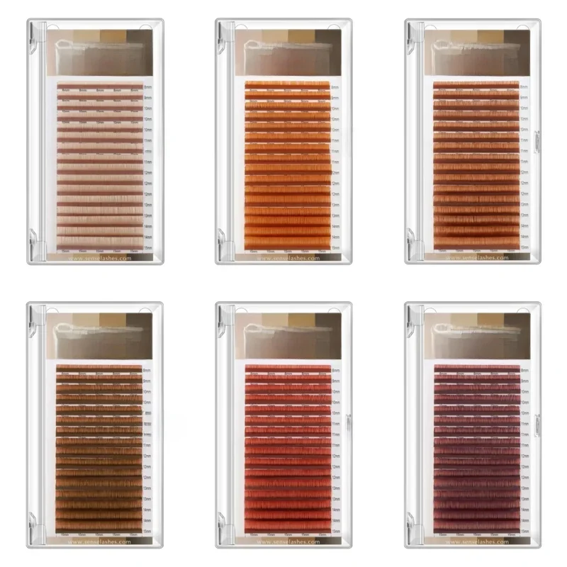 SENSE LASHES 16-rzędowa kolekcja Maillard Matowe brązowe rzęsy Mix 8-15 mm Wysokiej jakości naturalne kolorowe pojedyncze rzęsy — zdjęcie 2