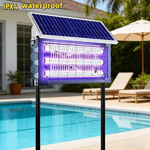 Heavy-Duty Solar Insect Killer Lamp, Anti-Rust Durable Housing, Wide Area Protection for Backyard, Lawn and Farm Use