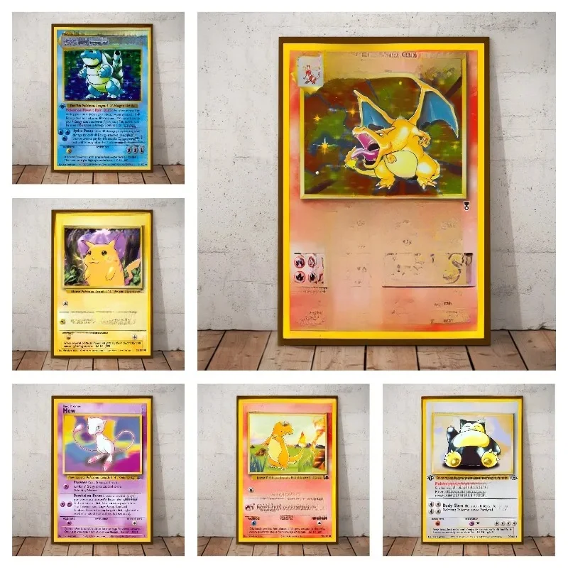 Ensemble de base Pokemon 1996 Jaar Engels Kaarten, toile brillante, affiche imprimée, aquarelle, tableau d'art mural, décoration de maison, cadeaux
