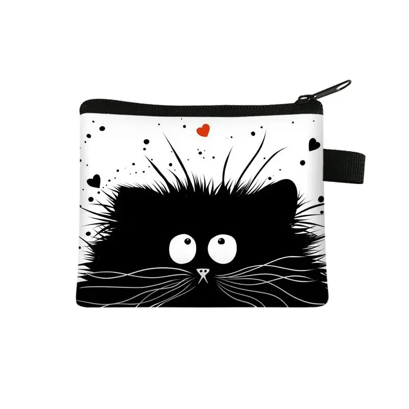 Porte-monnaie imprimé chat mignon, Mini porte-monnaie, porte-carte d'identité, porte-crédit, poche pour femmes, filles et enfants, sac à cosmétiques F1