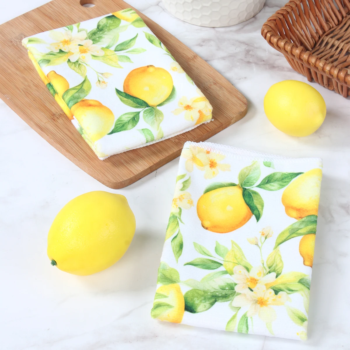 Summer Fruit Dish Towels Lemon Strawberry Dishcloths Eco Friendly Fruit Print Absorbent Dish Towels Home Cleaning Kitchen Suppli