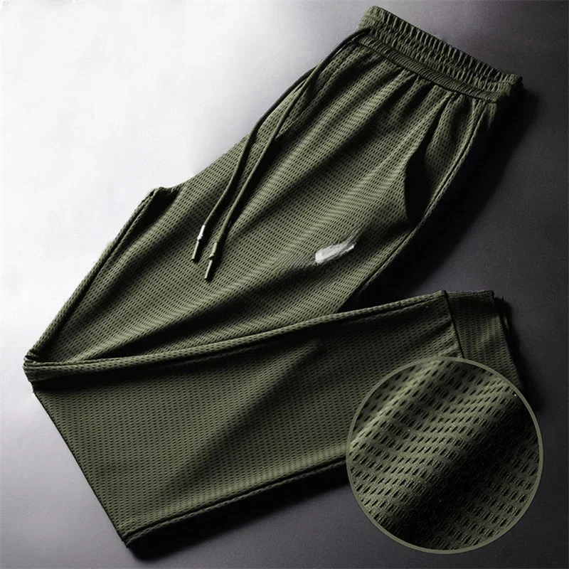 Mannen Mode Snelle Droge Broek Lichtgewicht Wandelen Jogging Hardloopbroek Ademende Workout Gym Enkel Gebonden Atletische Broek - afbeelding 2