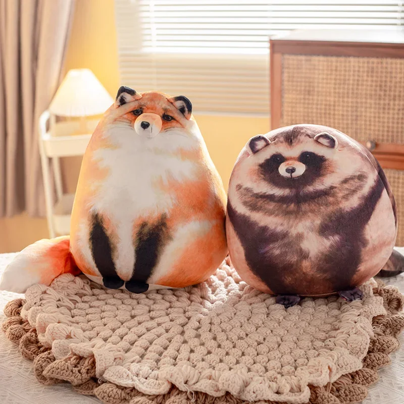 Symulacja 3D Print Fox Cat Pluszowa poduszka do rzucania Zabawka Kreskówka Wypchane zwierzęta Szop Pluszaki Lalka Poduszka Anime Miękkie zabawki dla dzieci — zdjęcie 2