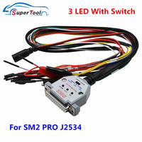 3 LED LIGHTS Switch Boot Bench Cable For SM2 PRO J2534 VCI DB25 Bench Pinout Connector Read Write ECU BATT VCC KLINE CAN-L CAN-H