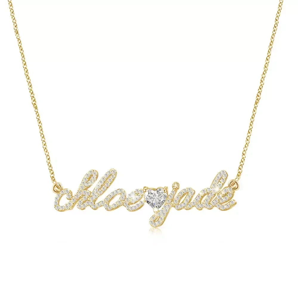

Custom Diamond Name Necklace Personalized Letter Jewelry High Quality 18K Gold Plated Holiday Gifts for Women Daily Wear Formal