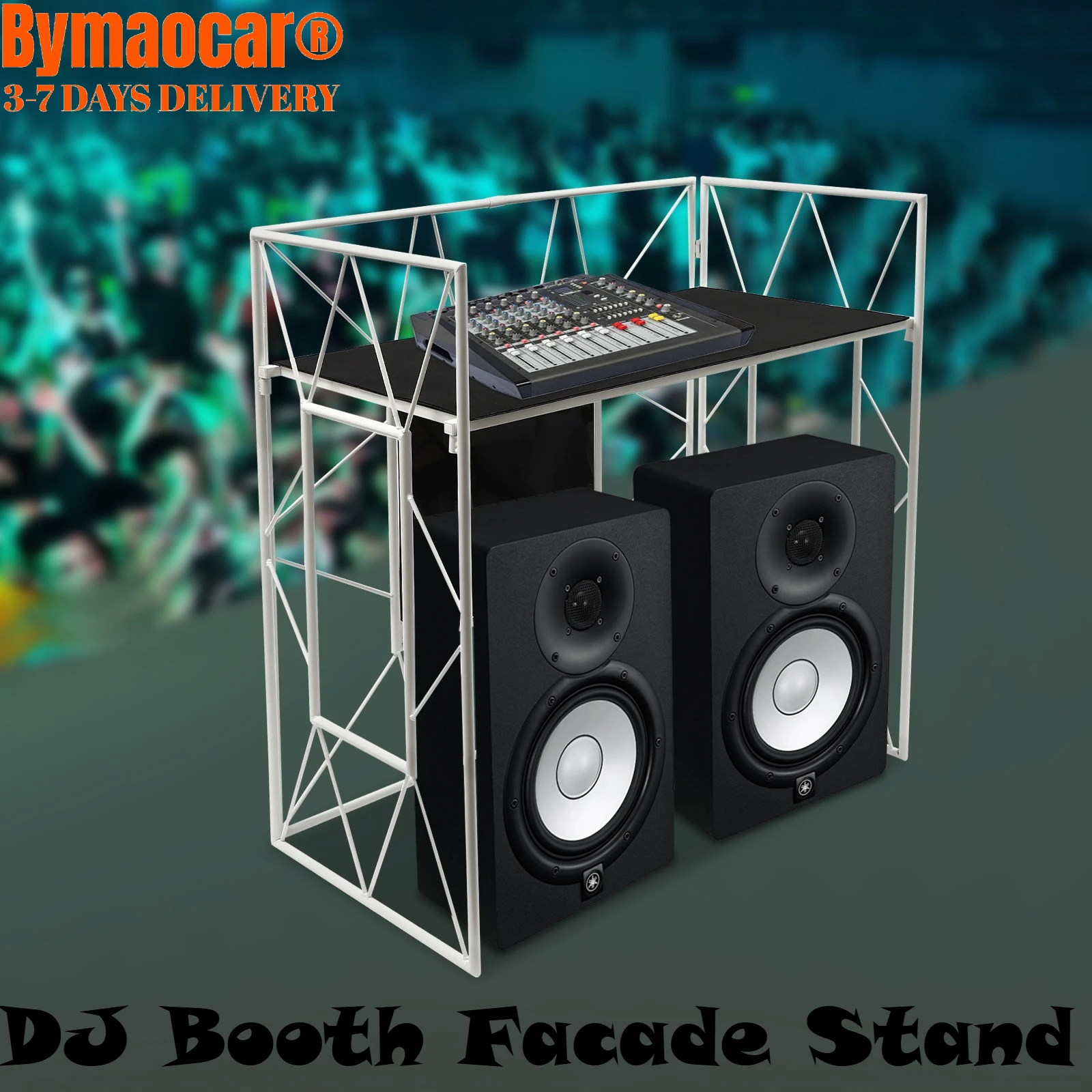 

DJ Booth Facade Stand, Portable Display Table, Foldable Stage Rack, Floorstanding Tablespace Platfrom Storage with Carrying Bag