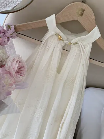 섹시한 여성 순면 핫티 드레스 2025 여름 중국 스타일 루즈핏 드레스 오프숄더 스타일 Y2K 민소매 홀터 드레스 파티