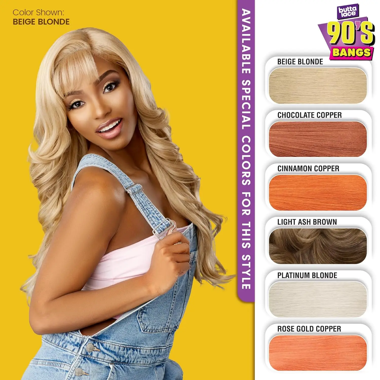 Sensationnel Glueless Butta Lace HD Lace Front Wig 90\'s Bangs Unit 902 - Trendy Bangs, Natural, Easy to Wear, Synthetic Hair