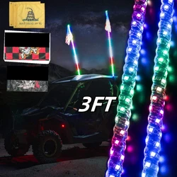 3FT LED Whip Lights Lighted Antenna Whips For ATV UTV Polaris RZR Off Road Truck Sand Buggy Dune Flagpole Lamp