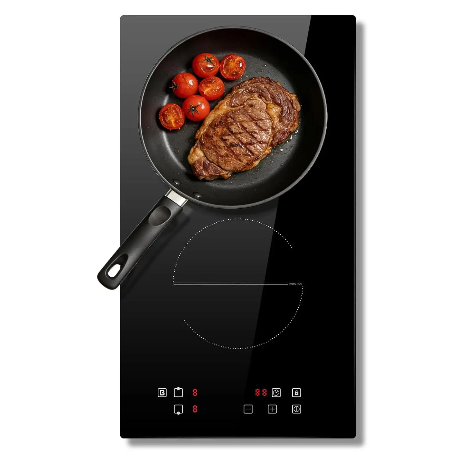 Karinear Appliance Store Induktionskochfeld 2 Platten, Induktionsplatte 30cm Doppel-Induktionskochplatte Einbau, 220-240V, 3500 W, ohne Stecker