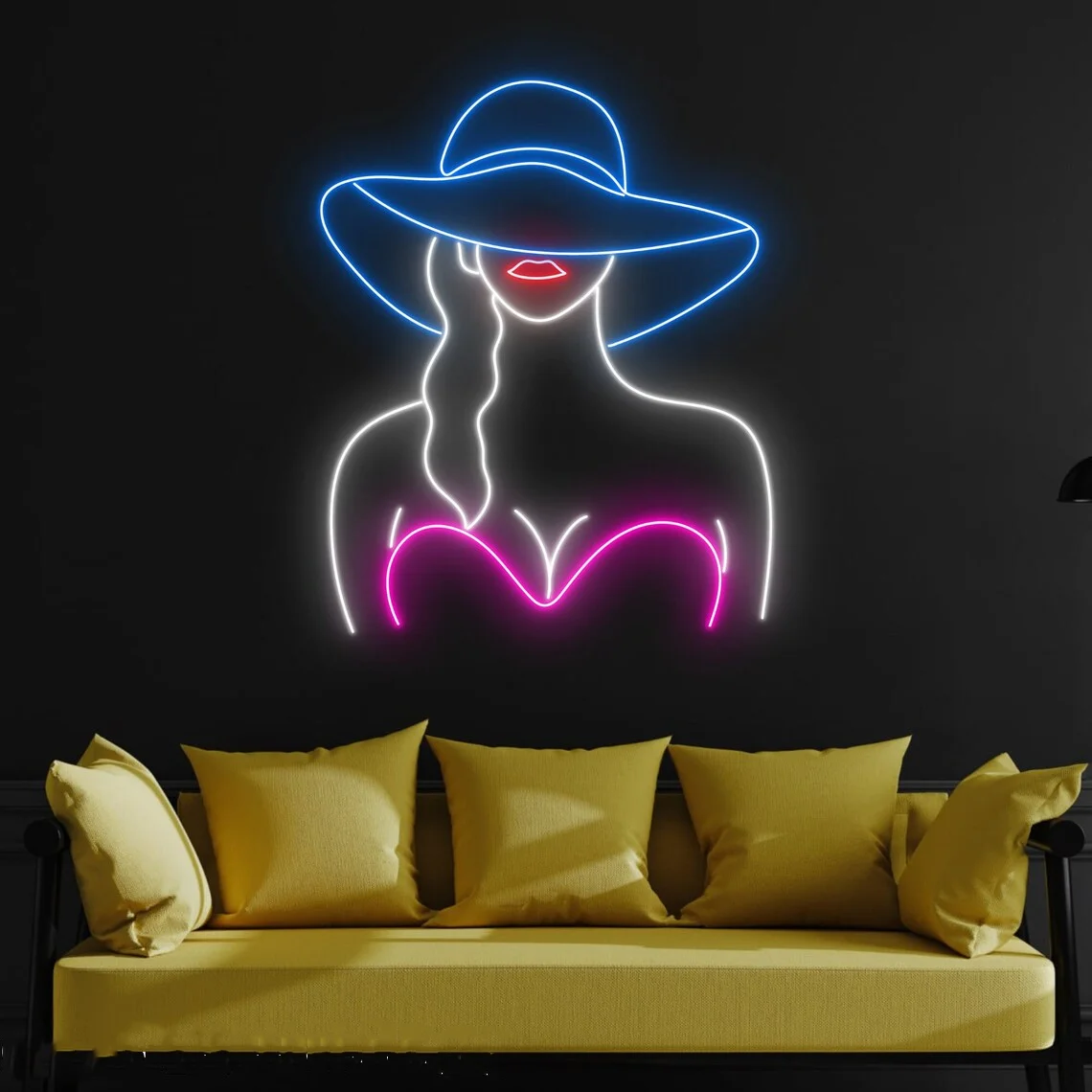 

Sexy Girl Neon Sign Woman In Hat Led Sign Woman Body Wall Decor Female Body Lady Body Art Clothing Shop Art