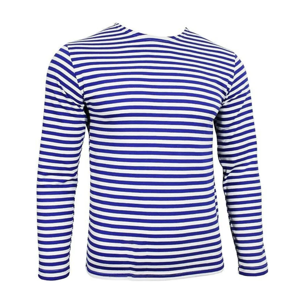 Original Russian BTK Group Airborne Troops T-Shirt Long Sleeve Shirt made of Cotton, Blue White Striped Sailor Tarkov Style Tee view 6