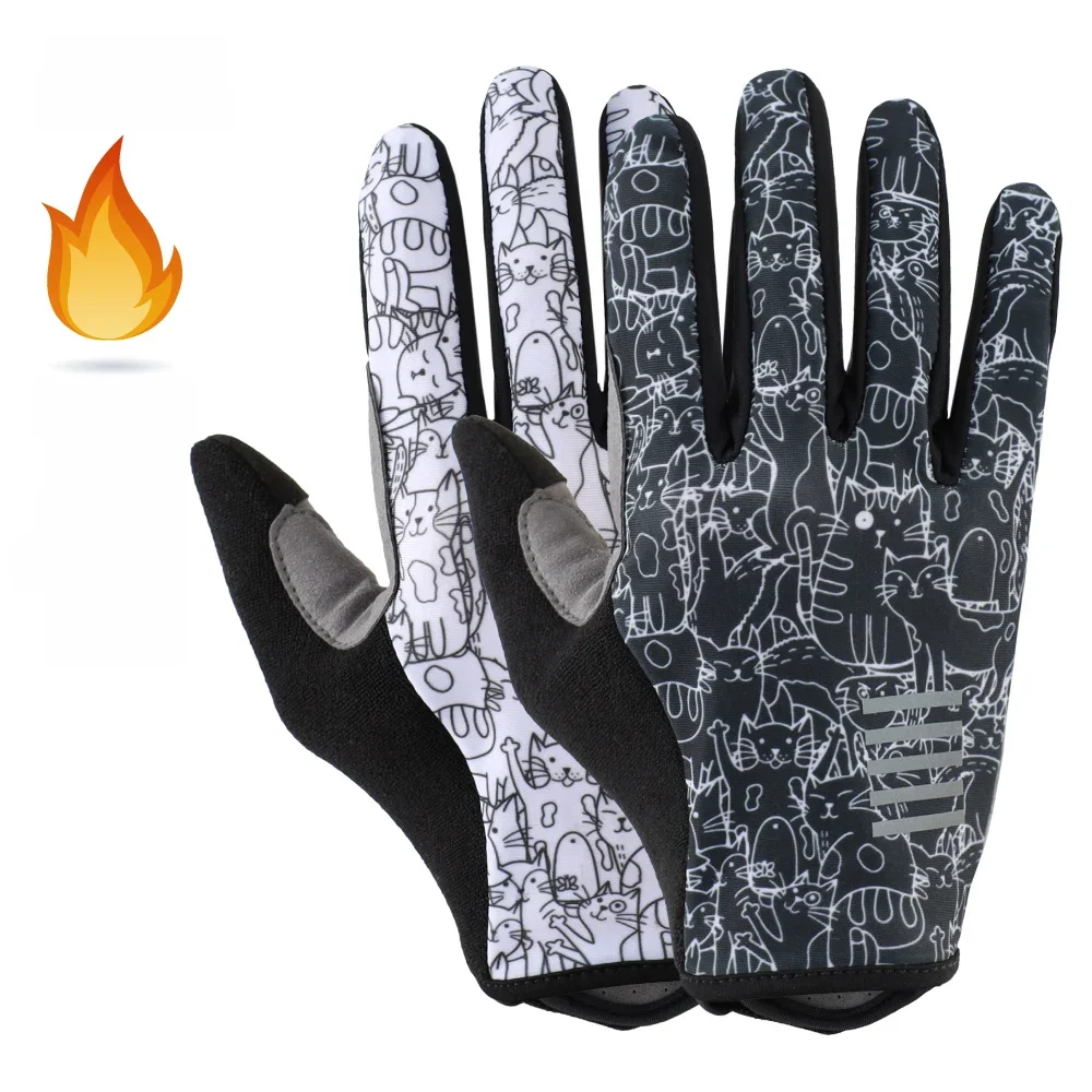 AliExpress KEMALOCE Cycling Gloves Winter Full Finger Men&Women Motorcycle MTB Gloves White&Black Fleece Thermal Fabric Bike Mittens