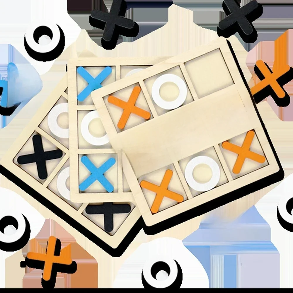 Jeu en bois XO Tic Tac Toe, Mini échiquier, Puzzle d'interaction, formation, jouets éducatifs Montessori, cadeau pour enfants, garçons et filles