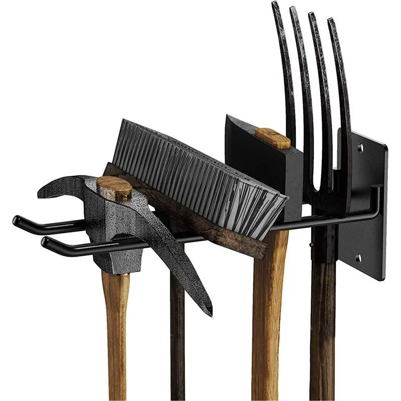 Black Tool Storage System Hooks Wall Holder Garage Storage Multi-Purposes Garden Tool Organizer For Warehouse Garage Wall Hook