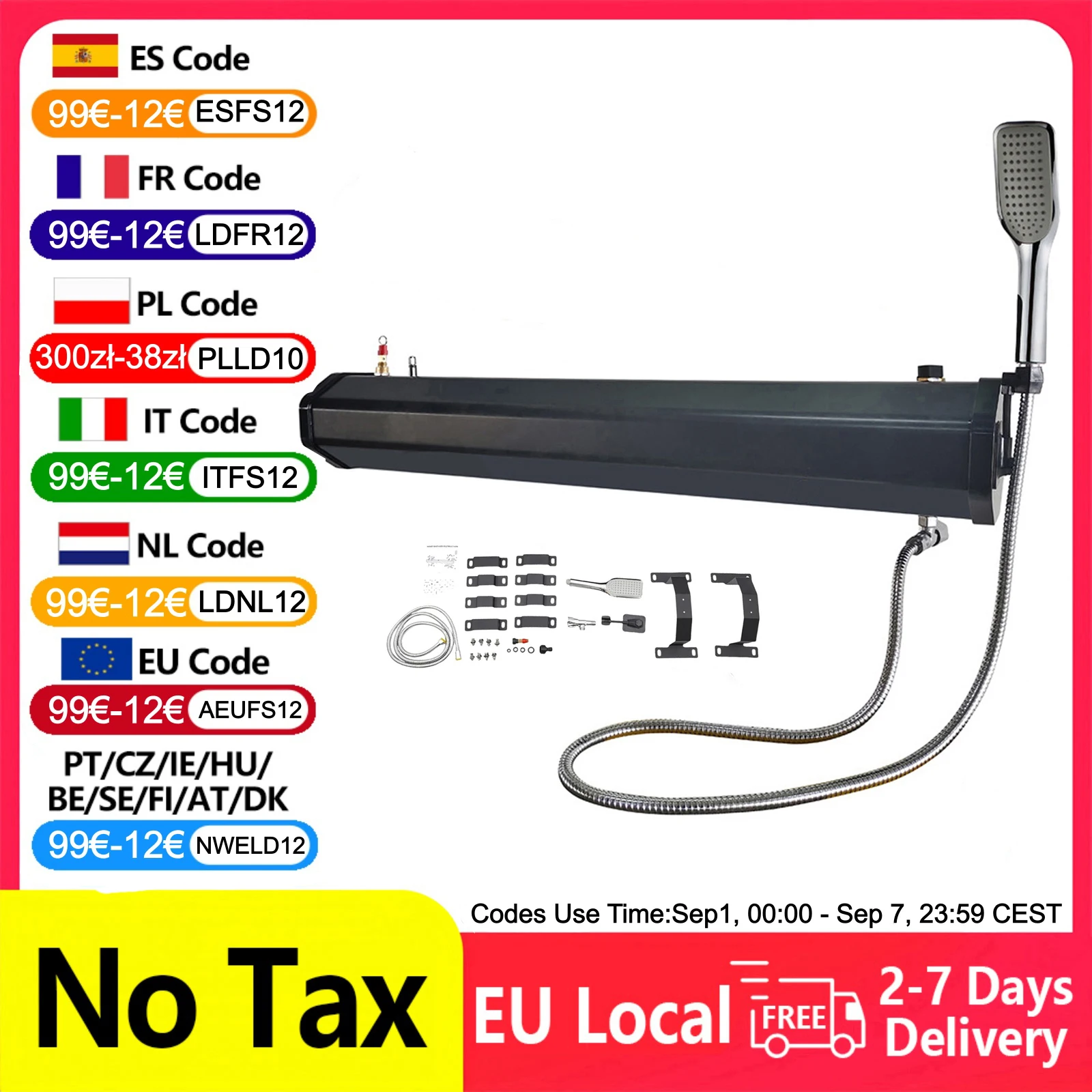 Image of 30L Schwarz Auto Dusche Wasser Tank PVC Montiert Hohe Qualität Auto Camping OffRoad Auto Dach Outdoor Mobile Duschkopf Keine Druck pumpe