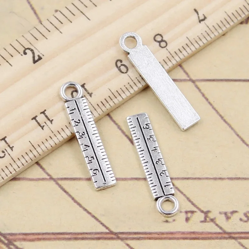 20 sztuk Charms narzędzia władca reguła 24x5mm tybetański posrebrzane wisiorki antyczna biżuteria Making DIY Handmade Craft — zdjęcie 2