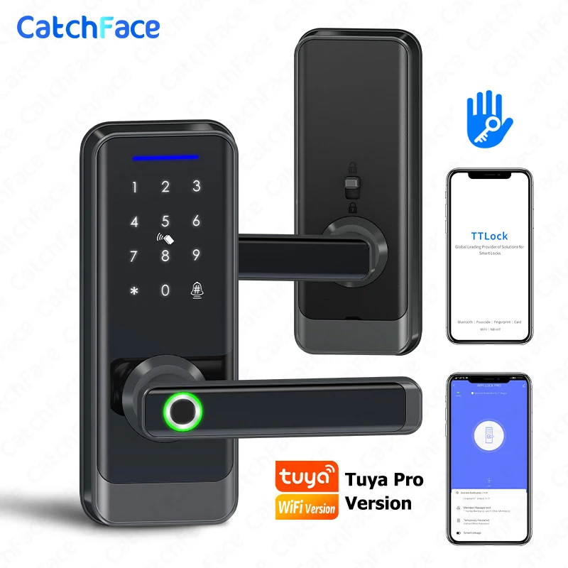 

Brazil Electronic Fingerprint Biometric Frosted Panel Digital Smart Door Lock WiFi TUYA or TTLock APP Password IC Card Security