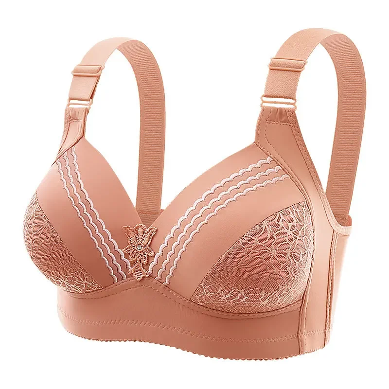 Soutien-gorge sans bonnet fin Non magnétique, brillant, gros Mm, grande taille, sans armatures, confortable, respirant, froncé, sous-vêtements pour femmes, nouvelle collection