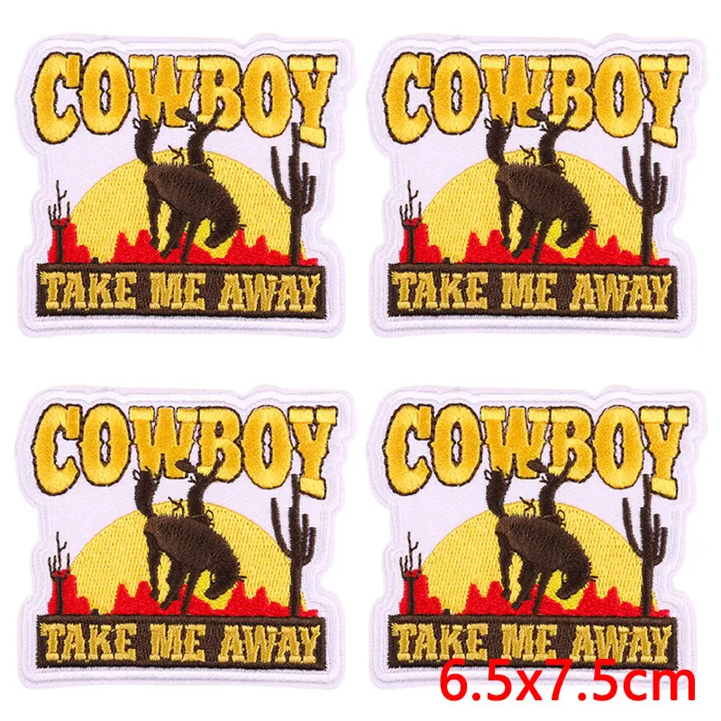 10Pcs/Lot Texas Cowboy Embroidered Patches On Clothes Westcowboy Cowgirl Embroidery Patch Iron On Patches For Clothing Stickers