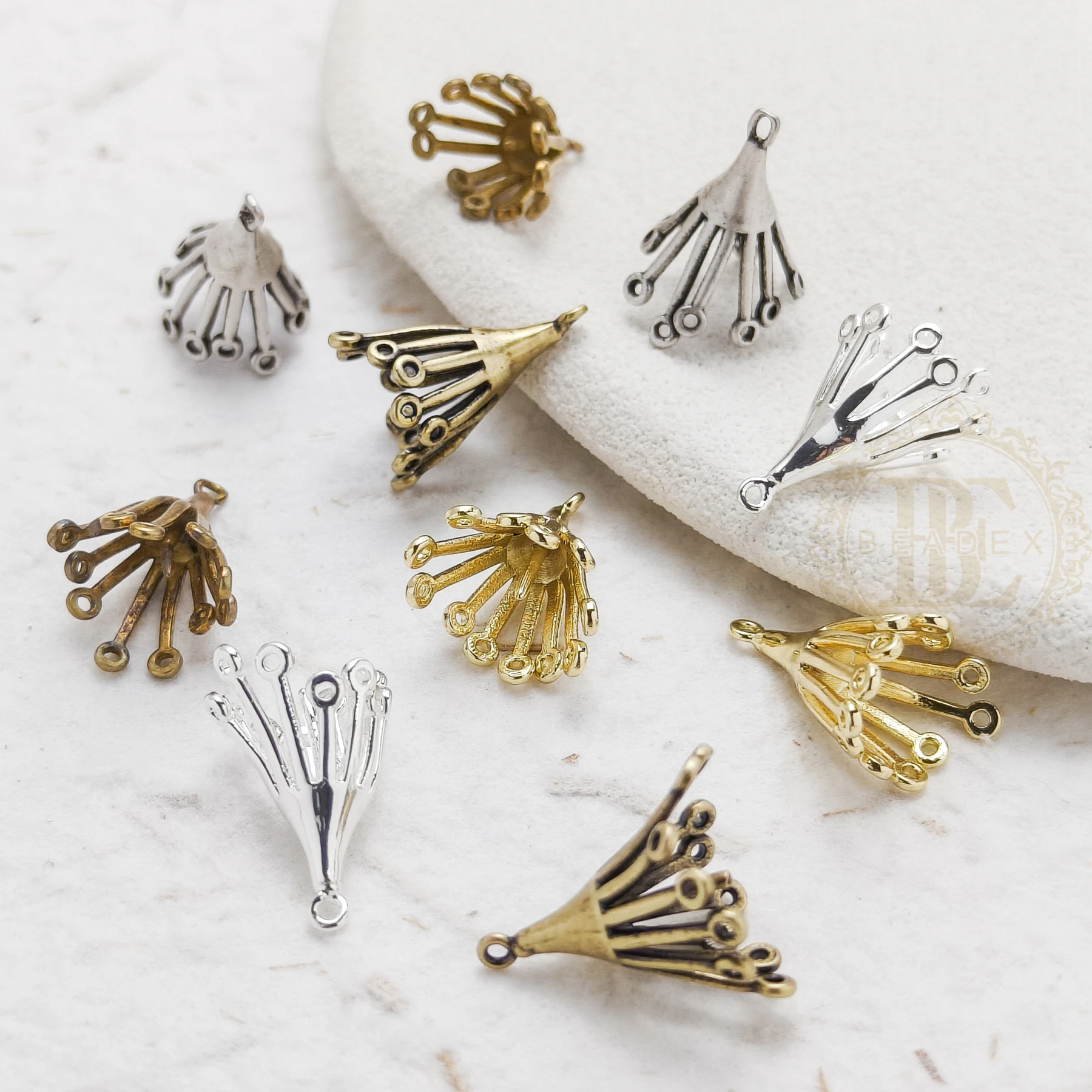 DIY Supply-One Piece Casted Brass Charm - Flower with Multi Rings 16.5x14mm (4929C-2)